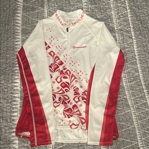 Women's Red and White cycling long sleeve top